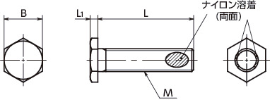 SNHS-LH-ALK極低頭六角ボルト(ナイロン溶着つき)寸法図
