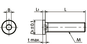 SSHS-SD-FC六角穴付き極低頭小頭ボルト(フッ素コーティング)寸法図