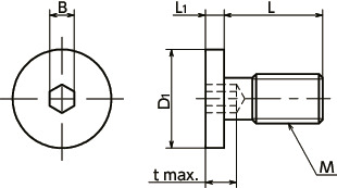 SSHS-UC六角穴付き極低頭ボルト(薄板固定用)寸法図