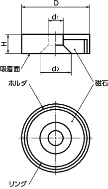 JPD-ANホルダつきマグネット寸法図