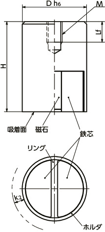 JSSF-SCホルダつきマグネット寸法図