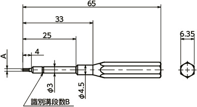SKCHB十字穴ねじ用ビット寸法図