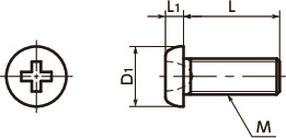SNZ3-TZB精密機器用十字穴付きなべ小ねじ(0番3種) 寸法図