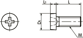 SPA-MC1樹脂ねじ(RENY / 精密機器用十字穴付きなべ小ねじ 1種)寸法図