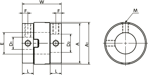 MOCフレキシブルカップリング - オルダムタイプ - セットスクリュータイプ