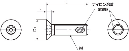 SRGFS-ALK-SETファイブロブ穴付き皿ボルト(ピンつき / ナイロン溶着つき)ロゼットワッシャセット寸法図