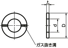SWAS-VF座金(ガス抜き溝つき)寸法図