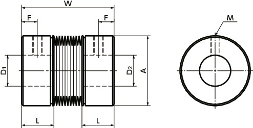 MWBSFlexible Couplings - Bellows Type (High Precision Welding)寸法図