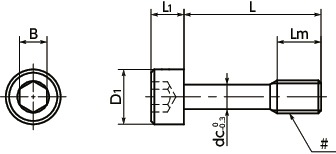 SSC(INCH)Socket Head Cap Captive Screws (Inch Screws)寸法図