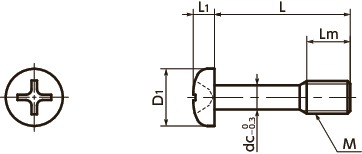 SSCPSCross Recessed Pan Head Captive Machine Screws寸法図