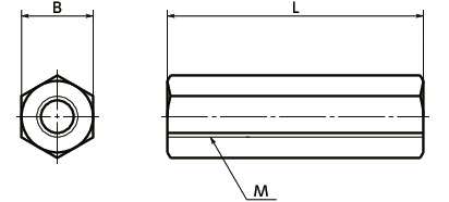 SPE-HBPlastic Screws - Hex Posts - PEEK寸法図