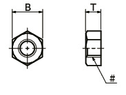 SPE-N(INCH)Plastic Hex Nut for Inch Screw - PEEK寸法図