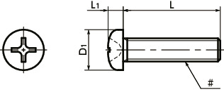 SPE-P(INCH)Plastic Screws - Cross Recessed Pan Head Machine Screws - PEEK - Inch Thread寸法図