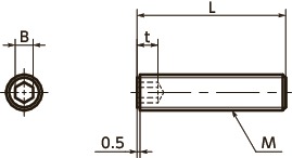 SPE-TPlastic Set Screw - PEEK寸法図