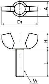 SPO-YBPlastic Wing Screw - POM寸法図