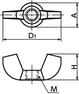 SPO-YNPlastic Wing Nut - POM寸法図