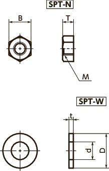 Vite in plastica SPT-W - Dadi/rondelle esagonali - PTFE寸法図