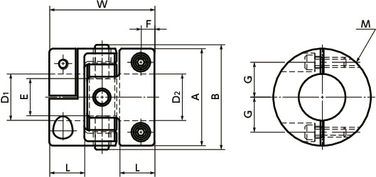 XUT-CFlexible Couplings - Cross Joint Type - Clamping Type寸法図