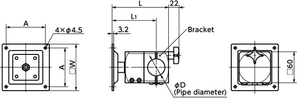 DFK-PBDisplay Mounting Systems - 360° Rotation Type - Bolt Retention寸法図