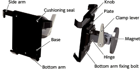 DTAS-MGTablet PC Holders - Single Axis Type - Clamp Lever Retention - Magnet Mounting
