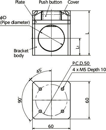 CUPBQuick Positioning Brackets - For Round Pipes寸法図