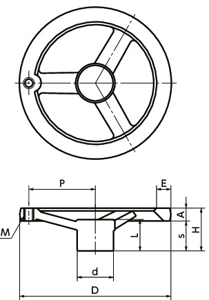 AVAluminum Offset Handwheels 寸法図