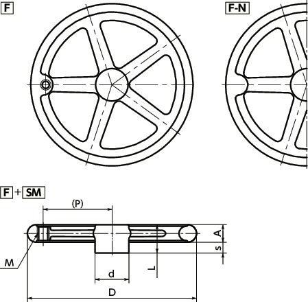 F-NFlat Handwheel 치수도