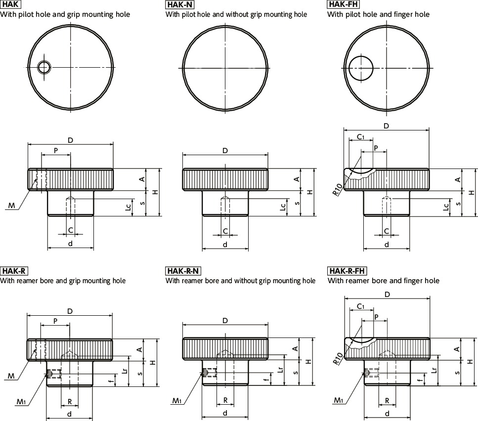 HAK-R-FHA알루미늄 널링 핸드휠寸法図