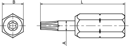 SKXBHexalobular Short Bits寸法図