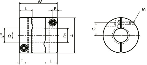 XGS-CSFlexible Couplings - High-gain Rubber Type (short) - Single Clamp Type寸法図