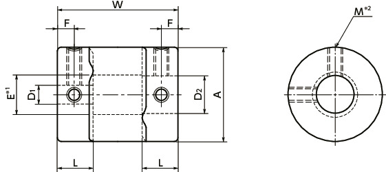 XGTFlexible Couplings - High-gain Rubber Type - Set Screw Type寸法図