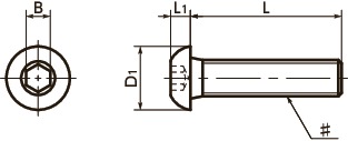 SNBS (INCH) Zylinderschrauben mit Innensechskant - Zollgewinde 寸 法 図