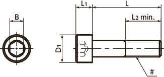 SNSS (INCH) Innensechskantschrauben - Zollgewinde 寸 法 図