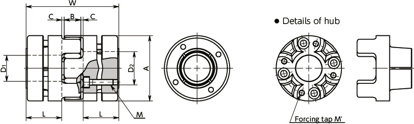 MJB-BLFlexible Couplings - Jaw Type (Bushing)寸法図