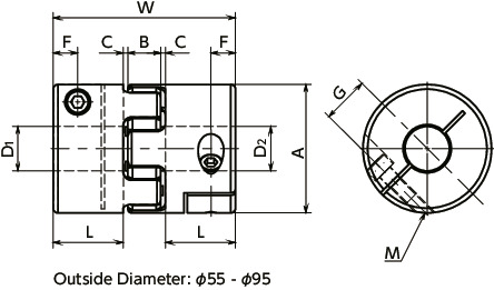 MJC-CS-ERDFlexible Coupling - Jaw-Type - Clamping Type寸法図