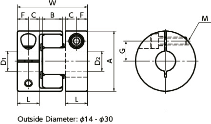 MJC-CS-GRFlexible Coupling - Jaw-Type - Clamping Type寸法図