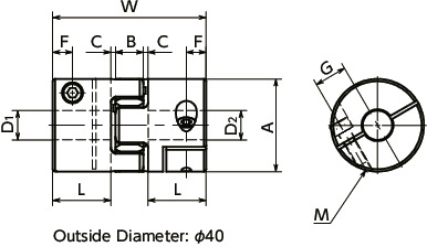 MJC-CS-GRFlexible Coupling - Jaw-Type - Clamping Type寸法図