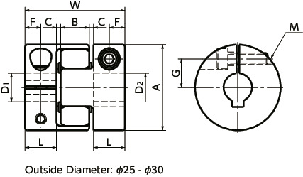 MJC-CSK-EGRFlexible Coupling - Jaw-Type - Clamping + Key Type寸法図
