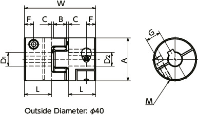 MJC-CSK-EGRFlexible Coupling - Jaw-Type - Clamping + Key Type寸法図