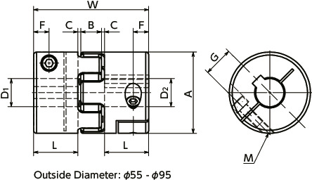 MJC-CSK-EGRFlexible Coupling - Jaw-Type - Clamping + Key Type寸法図