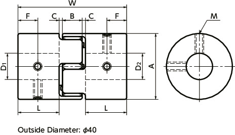 MJC-EGRFlexible Coupling - Jaw-Type - Set Screw Type寸法図