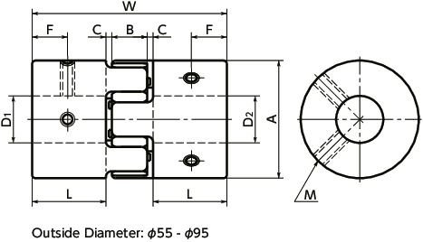 MJC-EGRFlexible Coupling - Jaw-Type - Set Screw Type寸法図