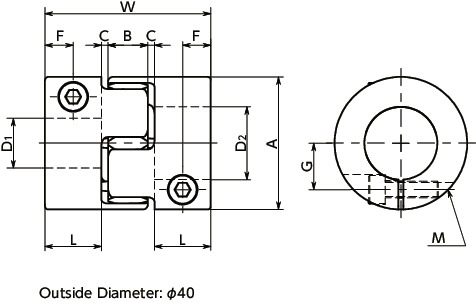 MJS-CS-EBLFlexible Coupling -Jaw-Type (Short) - Clamping Type寸法図