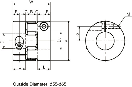 MJS-CS-EBLFlexible Coupling -Jaw-Type (Short) - Clamping Type寸法図