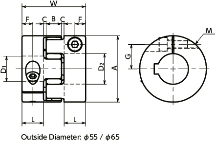 NBK MJC-65CS-EGR-30-38 Jaw Flexible Coupling Clamping Type Bore Diameters 30 mm and 38 mm NBK MJC-65CS-EGR-30-38 Jaw Flexible Coupling Clamping Type Bore Diameters 30 mm and 38 mm