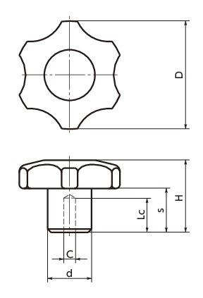 KKHexagon Knob寸法図