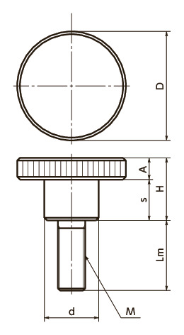 KNMKnurled Knob寸法図