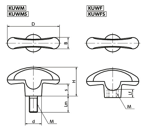 KUWFSPlastic Wing Knob寸法図