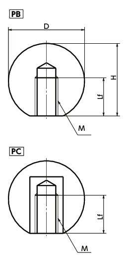 PBPlastic Ball Knob寸法図