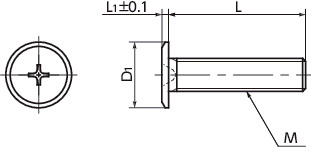 SEC-TZBSuper Ultra Low Profile Cross Recessed Machine Screws寸法図